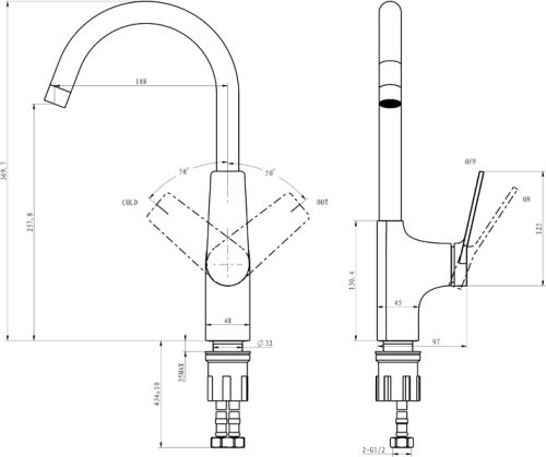 Смеситель для кухни STWORKI HDA5708XH2 в Аксае