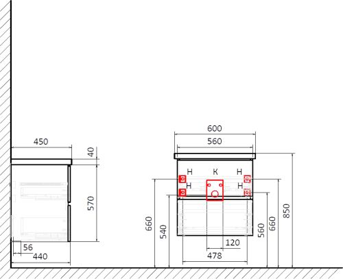 Тумба с раковиной STWORKI Колдинг 60, антрацит, с раковиной Moduo 40 RING, столешница серая матовая в Аксае