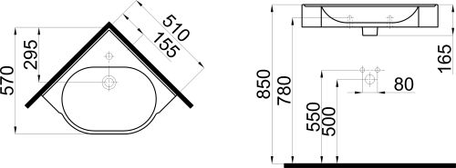 Раковина STWORKI накладная 51 K0201-0505 угловая в Аксае